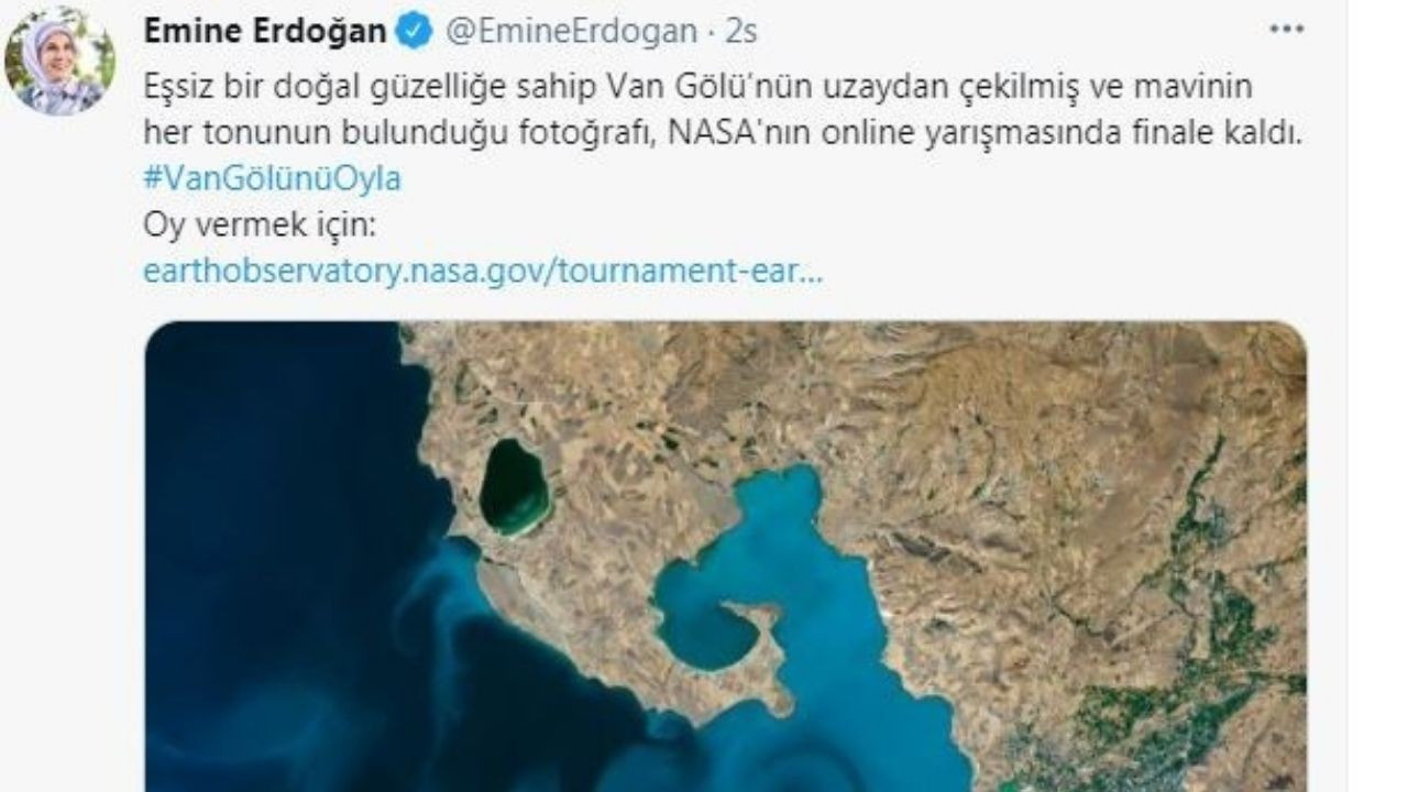 Emine Erdoğan’dan Van Gölü fotoğrafına destek