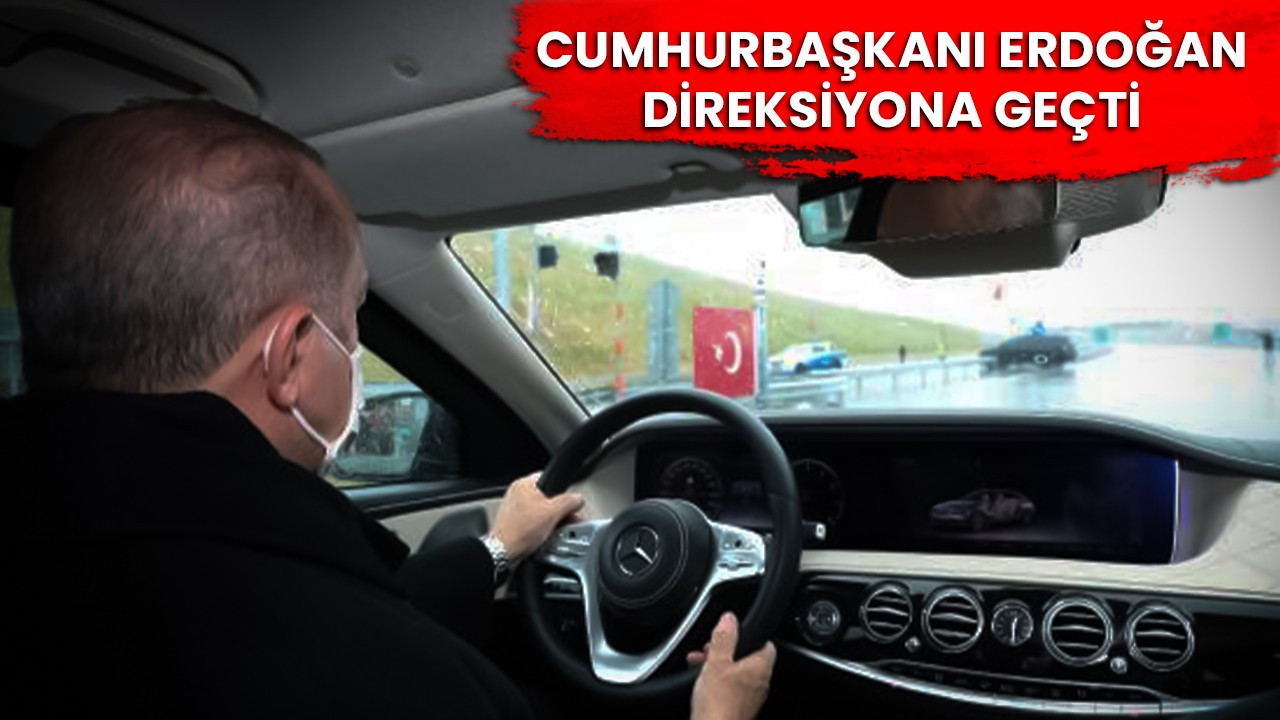 Cumhurbaşkanı Erdoğan açılışını yaptığı yolda makam aracını kullandı