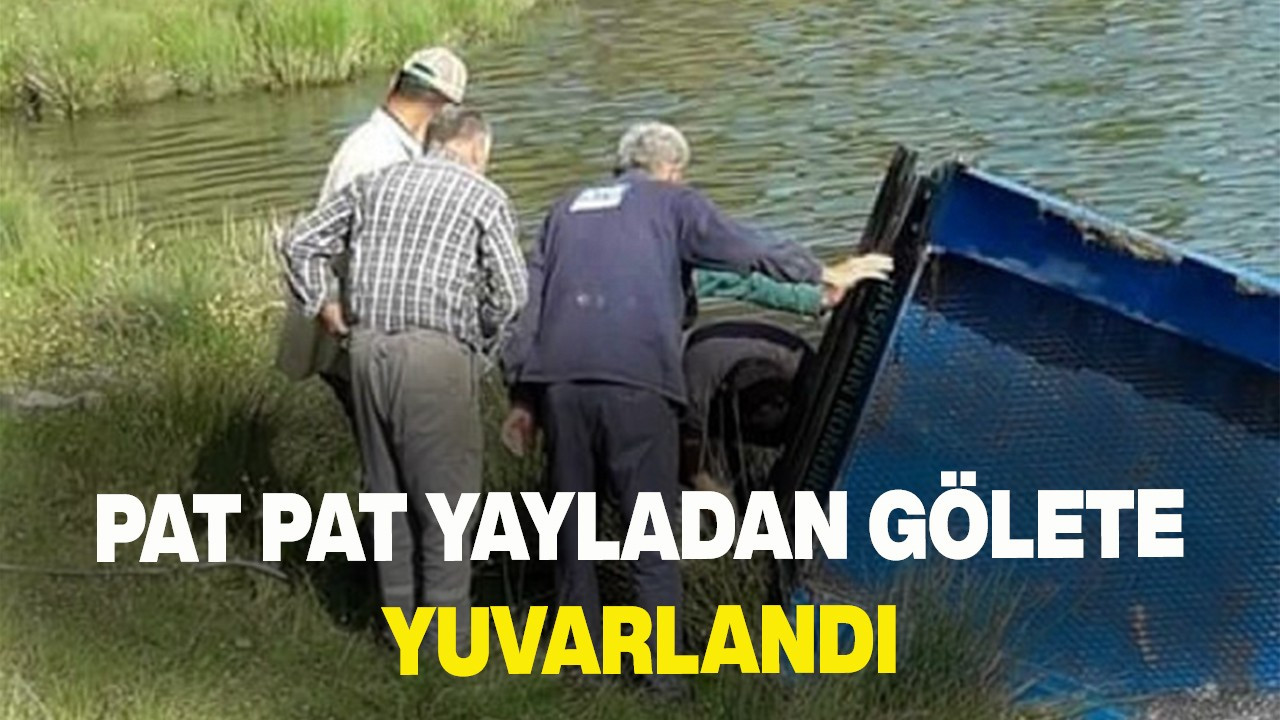 Pat pat yayladan gölete yuvarlandı