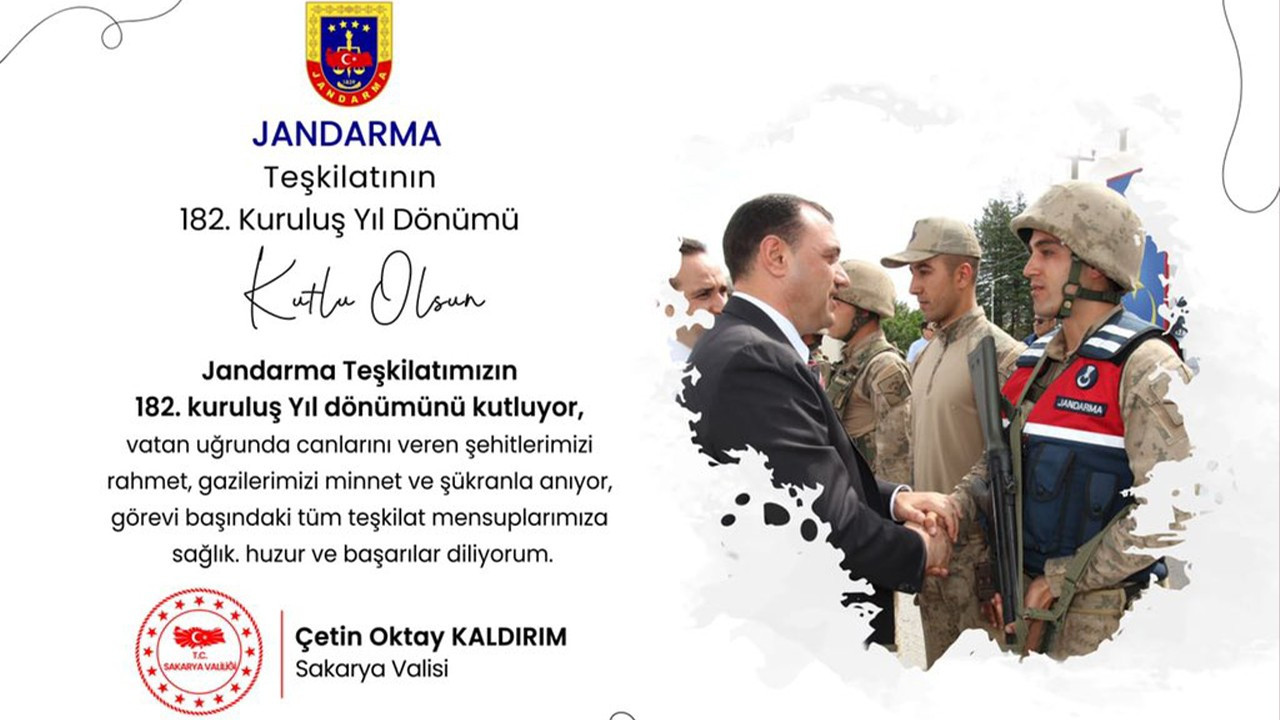 Sakarya Valisi, Jandarma Teşkilatının Kuruluş Yıl Dönümünü Kutladı