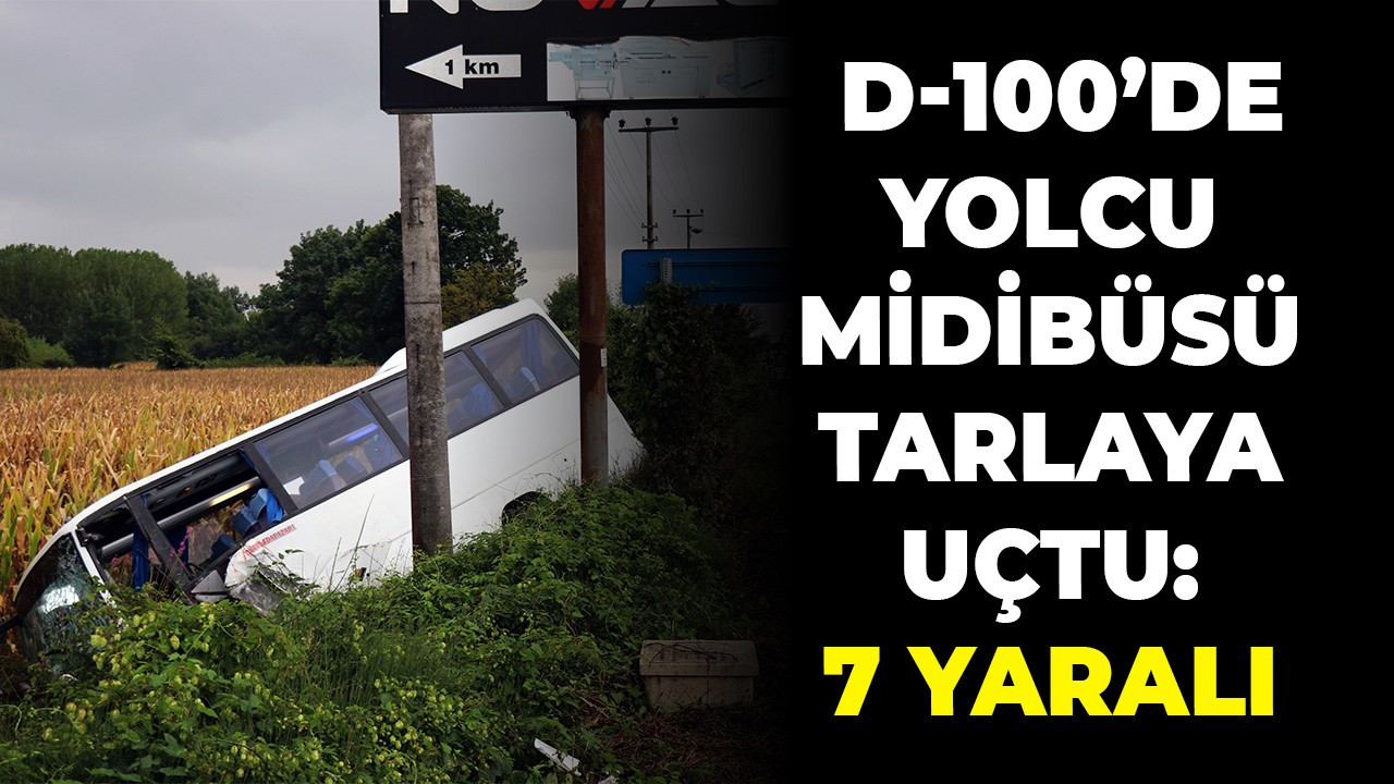 D-100’de yolcu midibüsü tarlaya uçtu: 7 yaralı