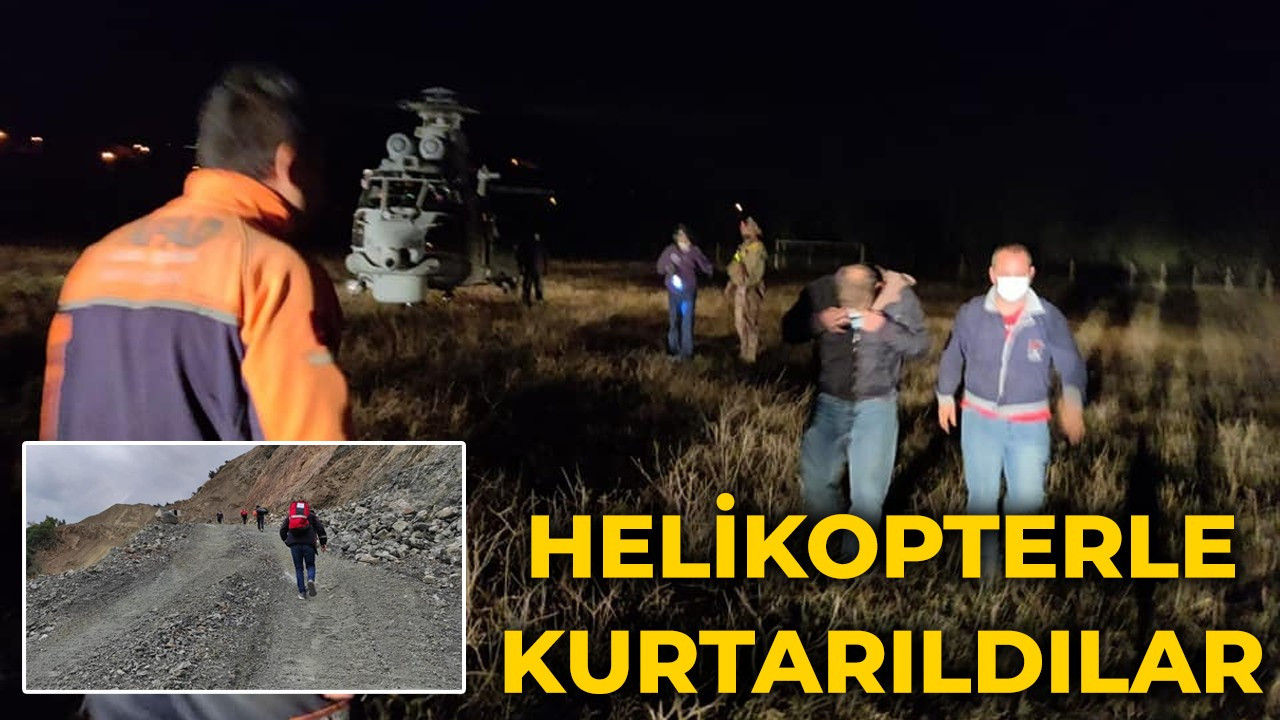 Kayalıklarda mahsur kalan iki arkadaş helikopterle kurtarıldı