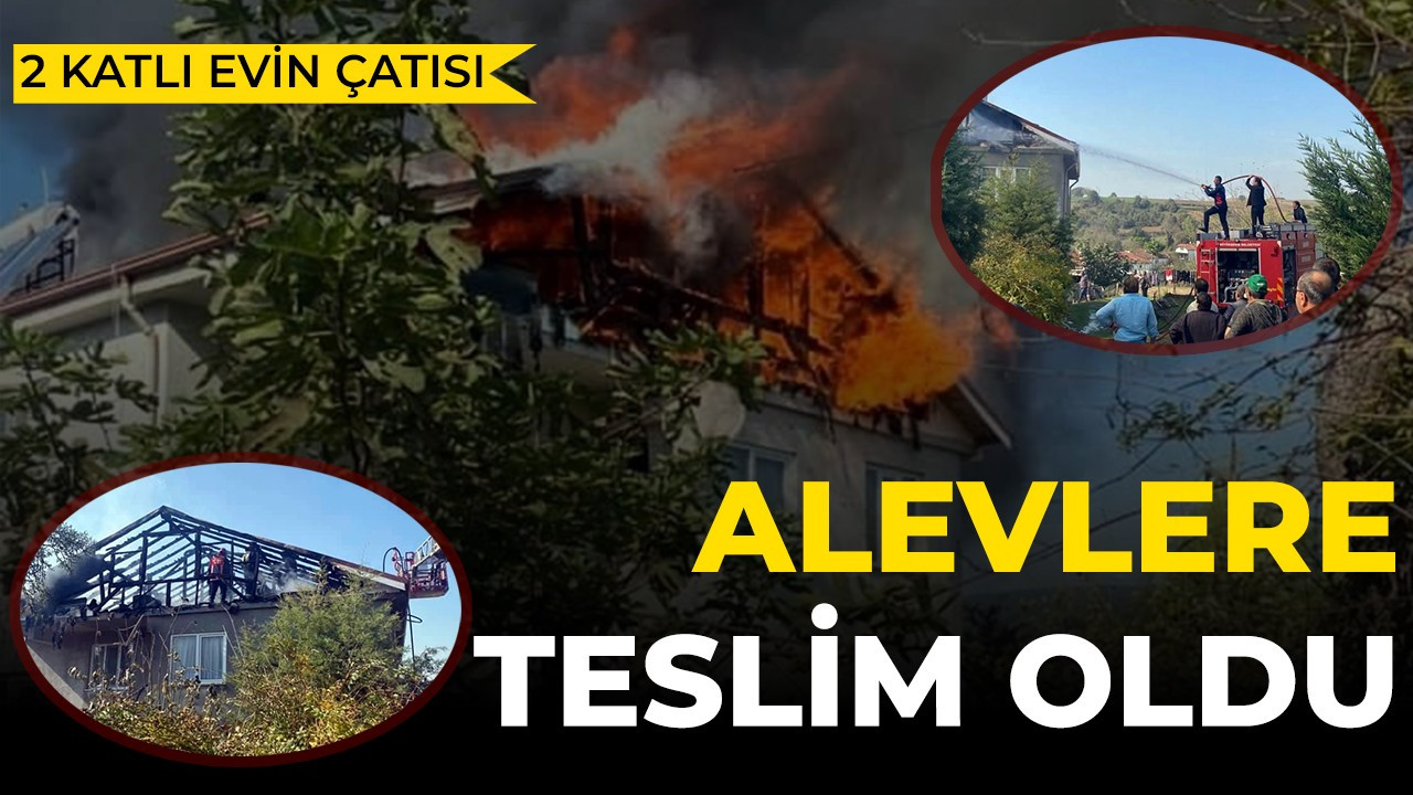 2 katlı evin çatısı alevlere teslim oldu