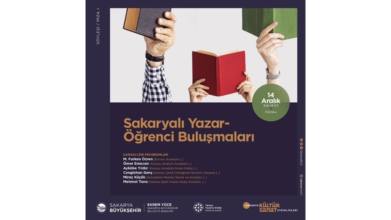 Sakaryalı yazarlar Karasu’da öğrencilerle buluşacak