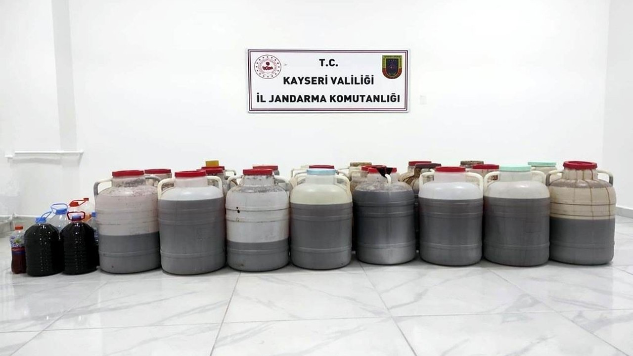 Kayseri’de 495 litre kaçak alkol ele geçirildi