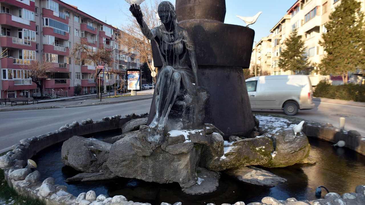 Edirne'de süs havuzları buz tuttu