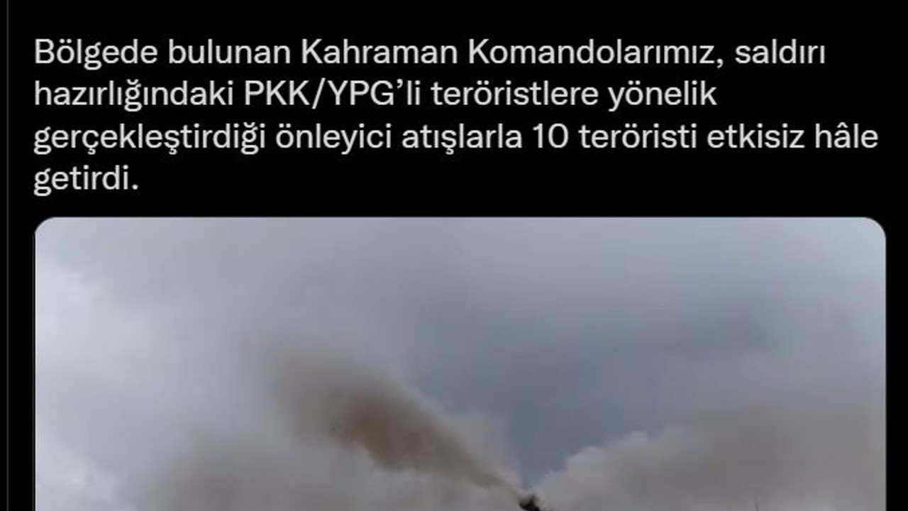 MSB: Barış Pınarı bölgesinde 10 terörist etkisiz hale getirildi