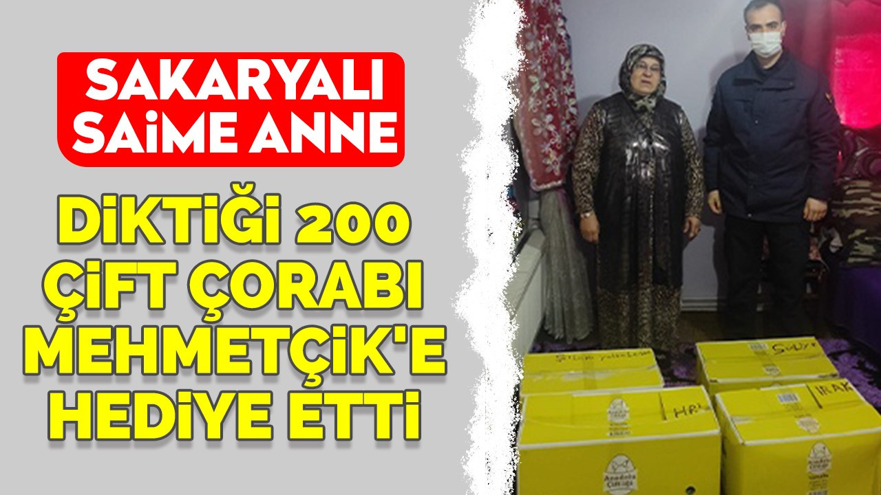 Sakaryalı Saime anne diktiği 200 çift çorabı Mehmetçik'e hediye etti