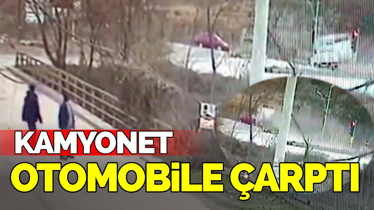 Kamyonet karşı şeritte ışıkta bekleyen otomobile çarptı