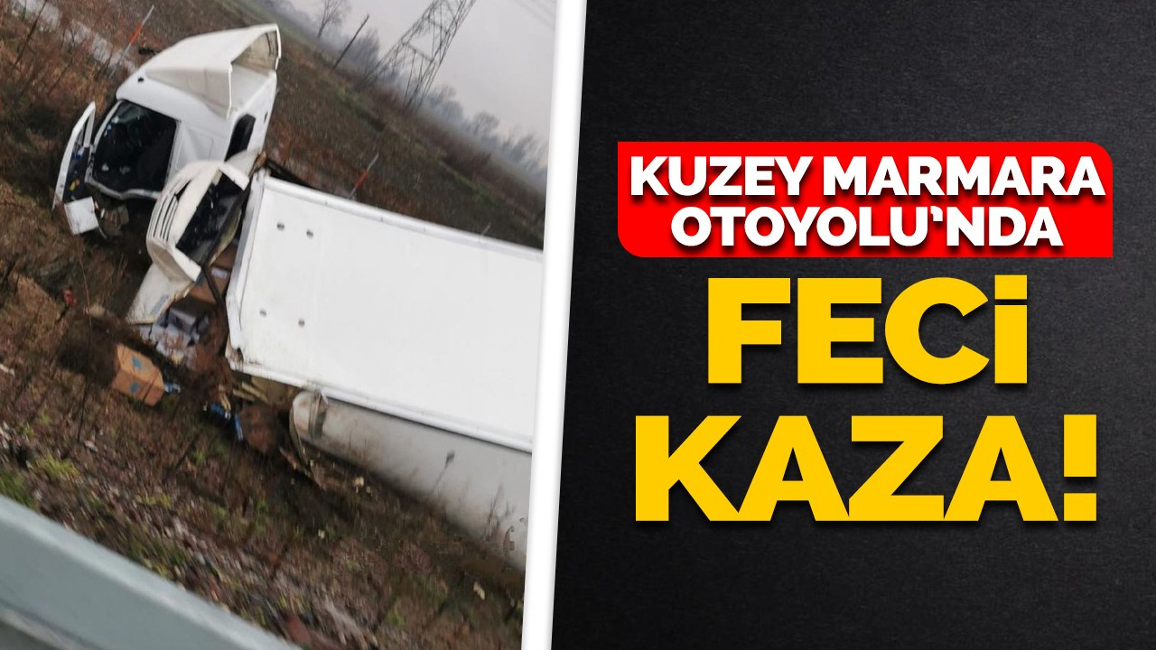 Kuzey Marmara Otoyolu'nda demir bariyerleri aşarak yolun kenarına uçtu