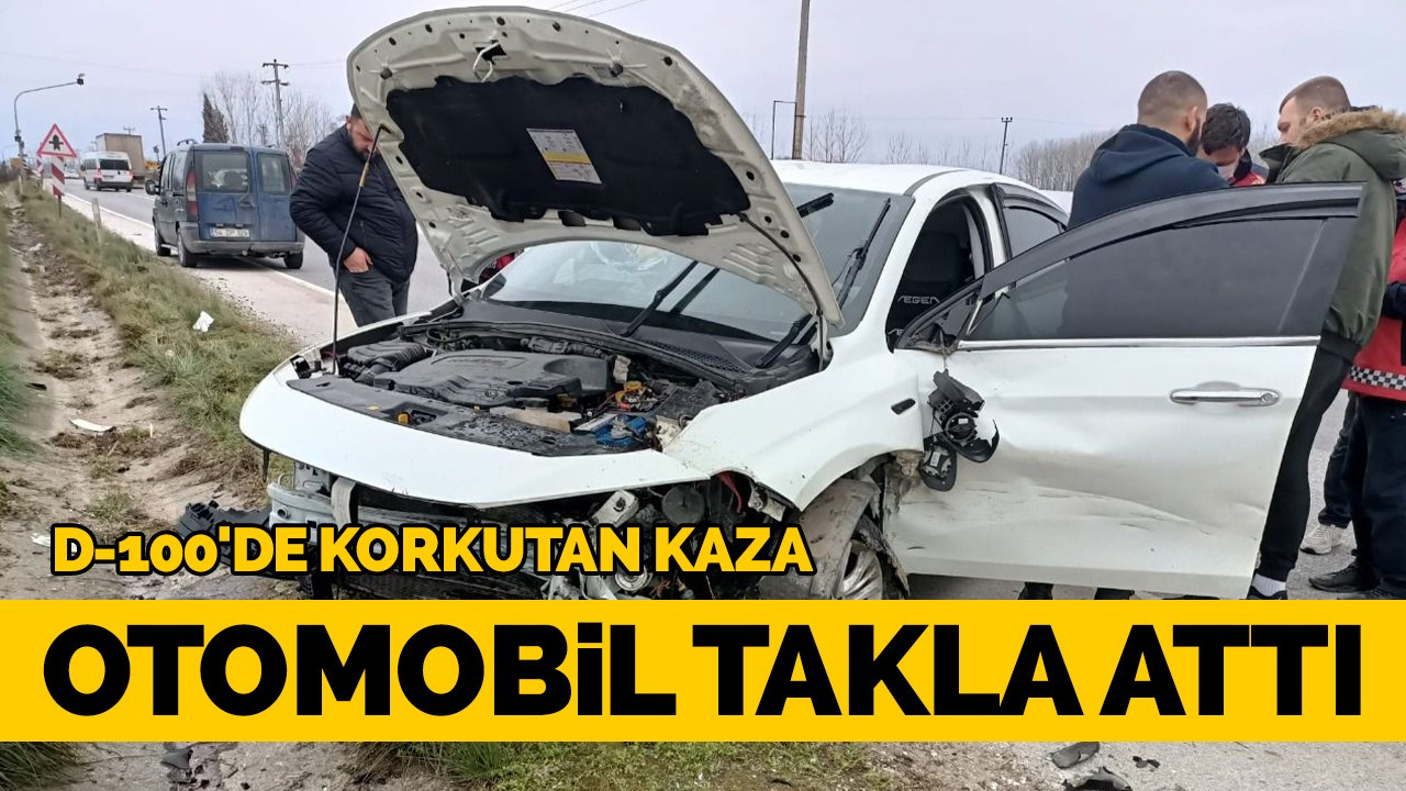 D-100'de korkutan kaza, otomobil takla attı