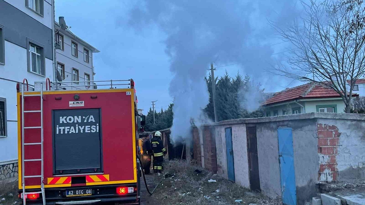 Konya’da kömürlük yangını