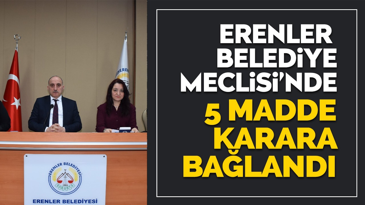 Erenler Belediye Meclisinde 5 madde karara bağlandı