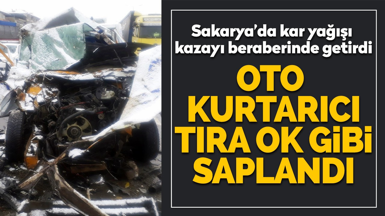 Oto kurtarıcı tıra ok gibi saplandı