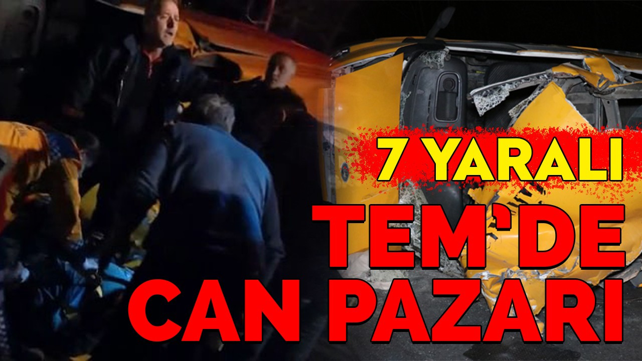 TEM’de feci kaza, otomobille çarpışan minibüs metrelerce sürüklendi