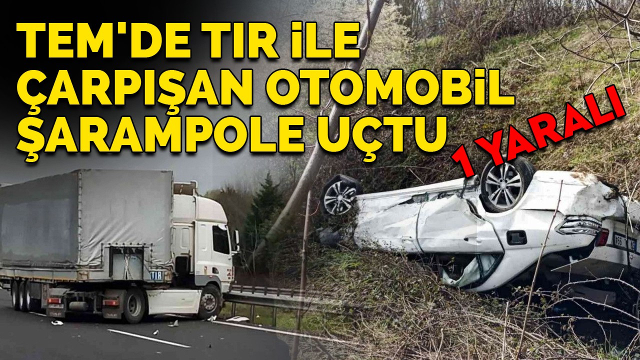 TEM'de tır ile çarpışan otomobil şarampole uçtu: 1 yaralı