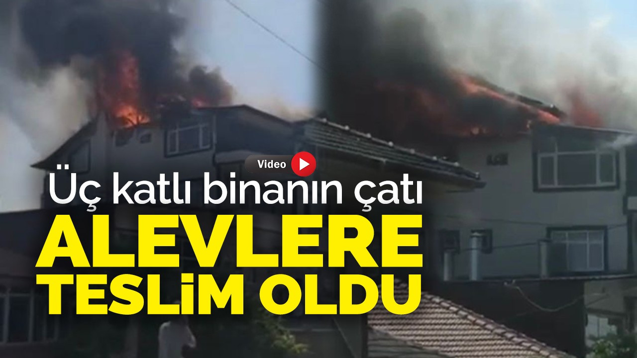 Üç katlı binanın çatı katı alevlere teslim oldu