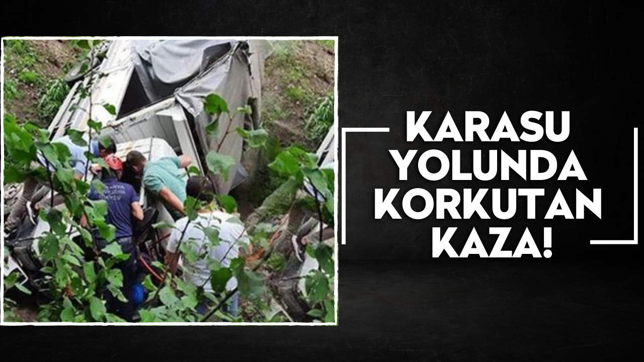 Karasu yolunda korkutan kaza! Yoldan çıkan kamyonet devrildi