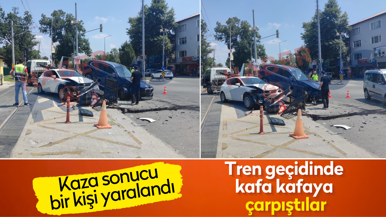 Tren geçidinde kafa kafaya çarpıştılar