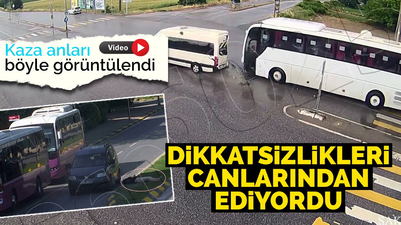 Dikkatsizlikleri canlarından ediyordu, kazalar kamerada