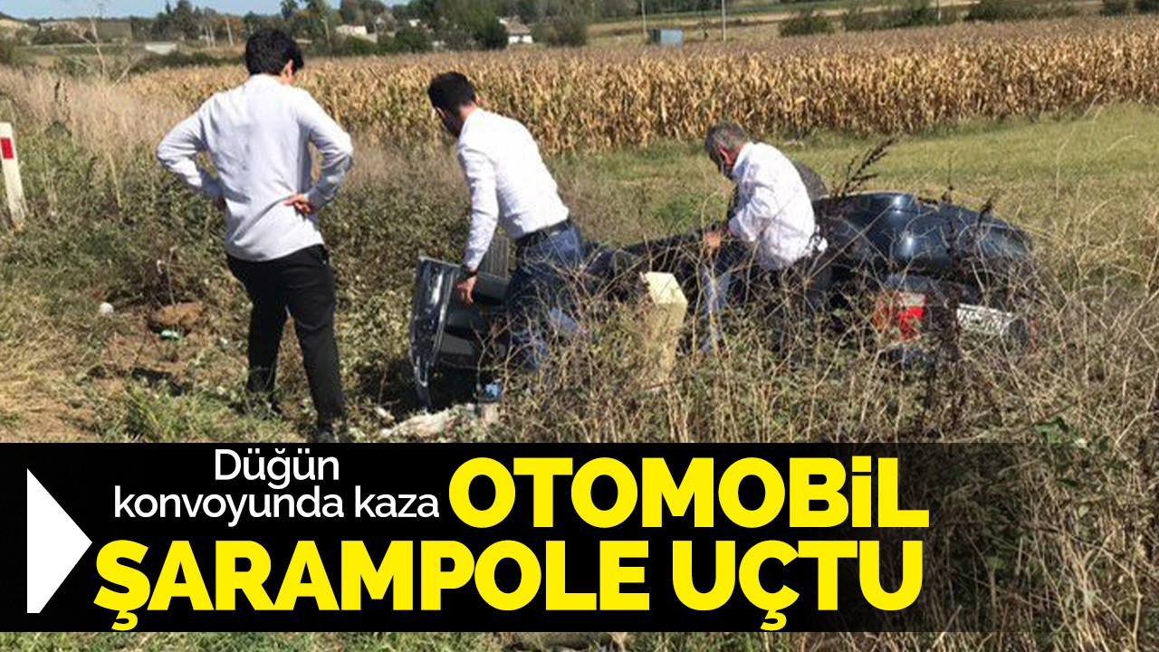 Düğün konvoyunda kaza: Otomobil şarampole uçtu