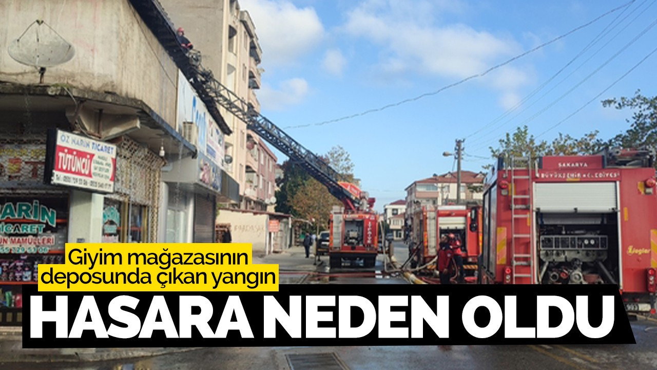 Karasu'da giyim mağazasının deposunda çıkan yangında hasar oluştu