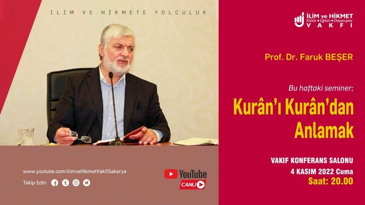 İlim ve Hikmet Vakfı’nda Prof. Dr. Faruk Beşer ile seminerler başlıyor