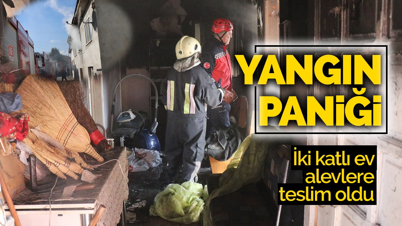 İki katlı evde yangın paniği