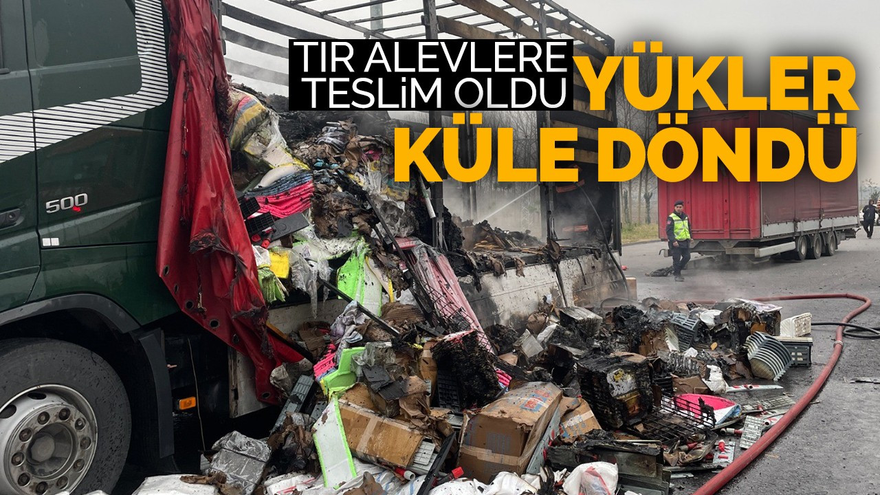 Tır alevlere teslim oldu, yükler küle döndü