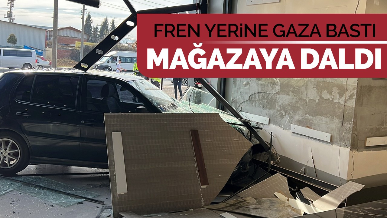 Fren yerine gaza bastı mağazaya daldı