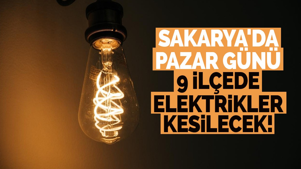 Sakarya'da Pazar günü 9 ilçede elektrikler kesilecek!