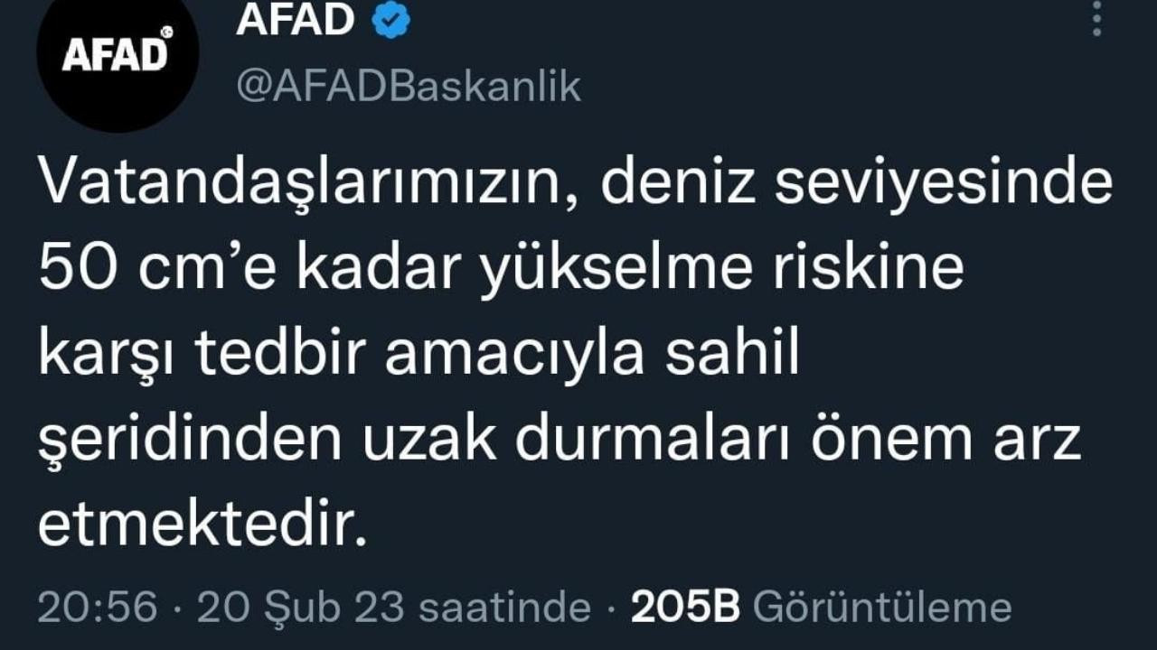 AFAD'dan tsunami uyarısı geldi