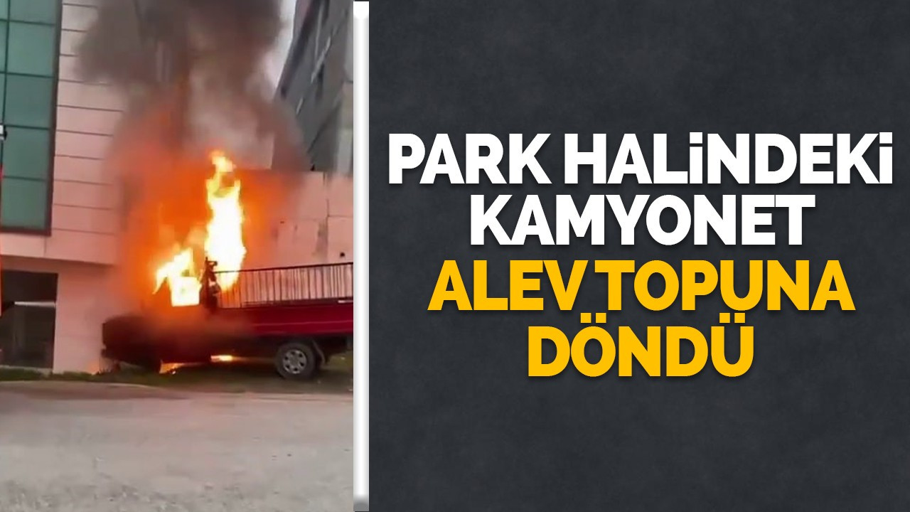 Park halindeki kamyonet alev topuna döndü