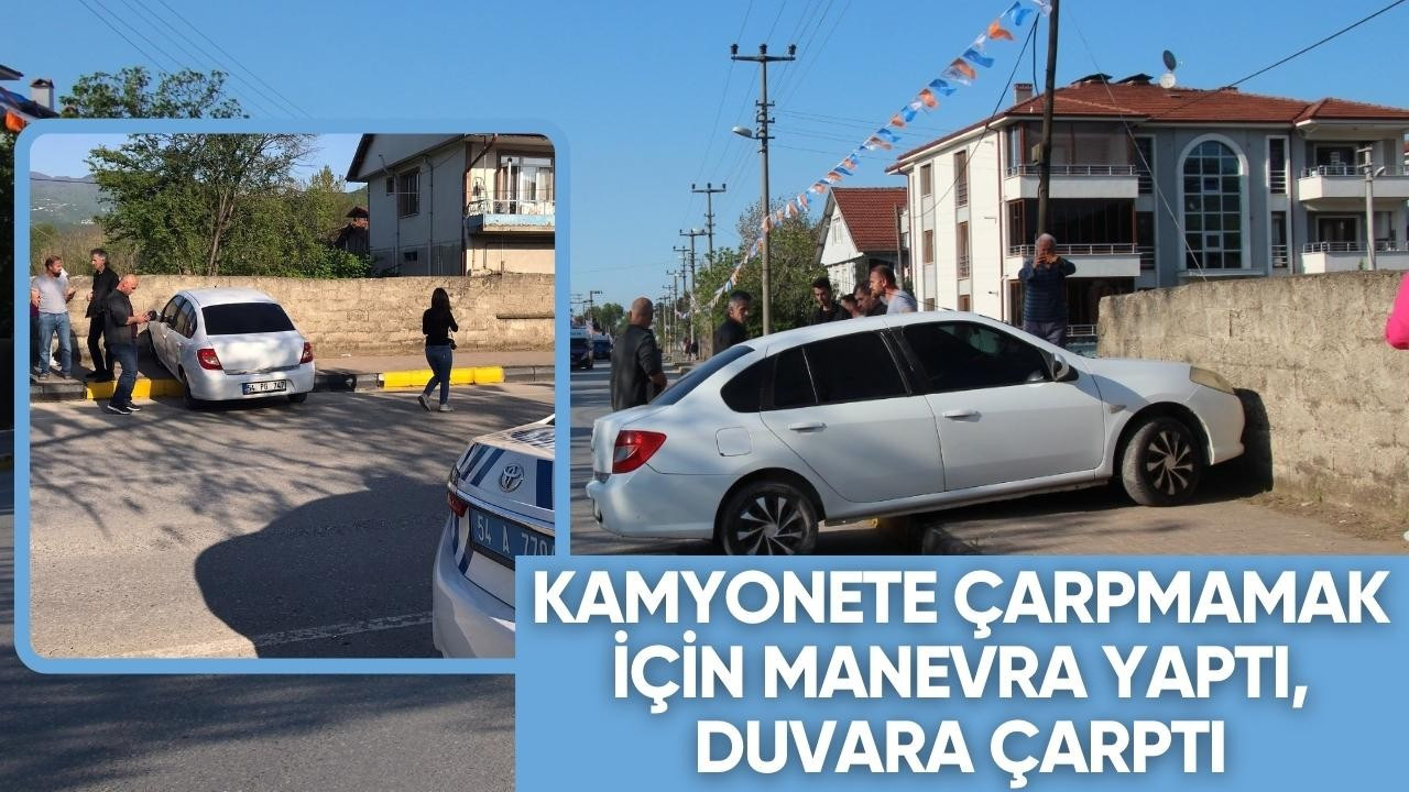 Kamyonete çarpmamak için manevra yaptı, duvara çarptı