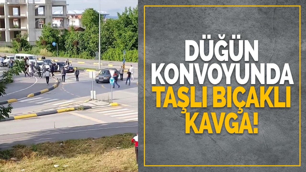 Düğün konvoyunda taşlı bıçaklı kavga!