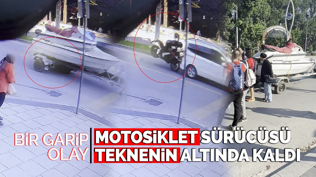 Motosiklet sürücüsü teknenin altında kaldı