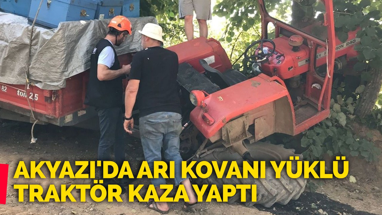 Akyazı'da arı kovanı yüklü traktör kaza yaptı