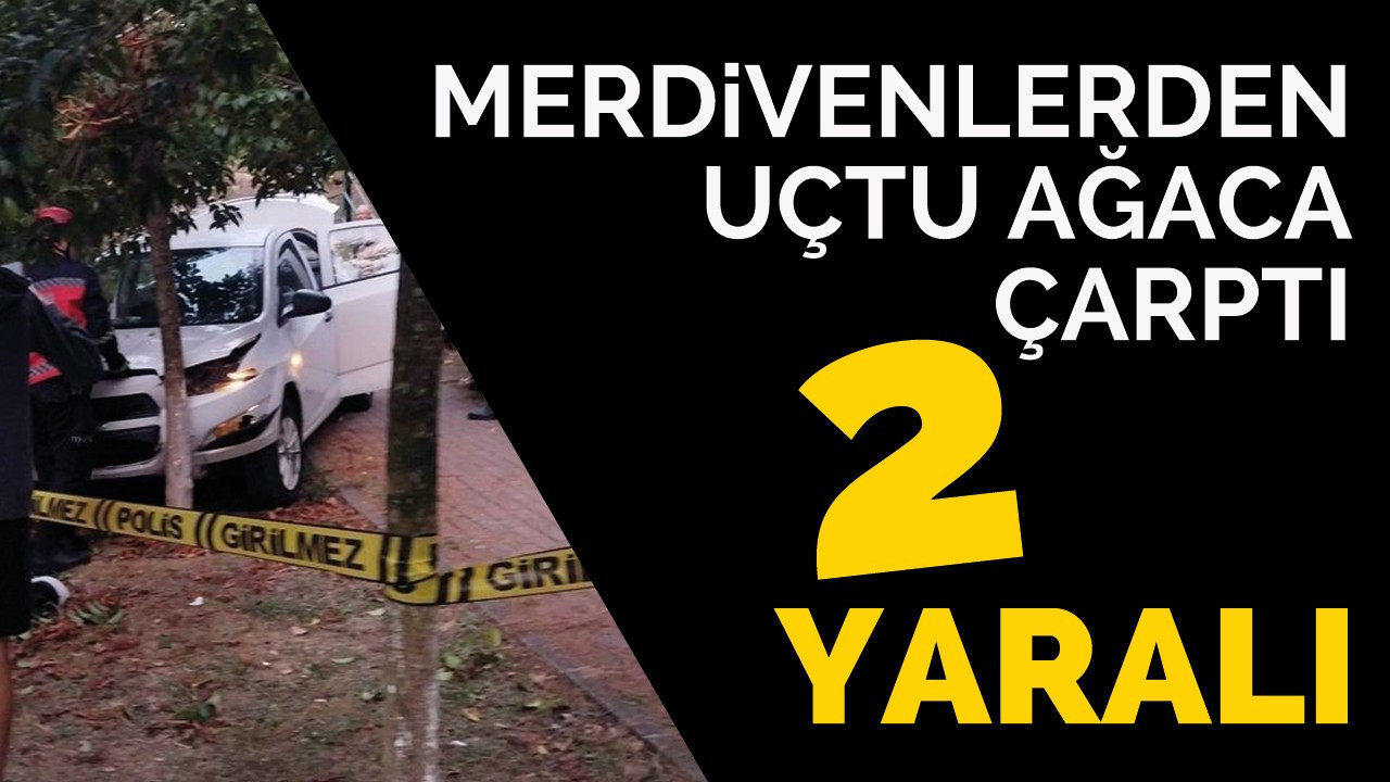 Merdivenlerden uçtu ağaca çarptı: 2 Yaralı