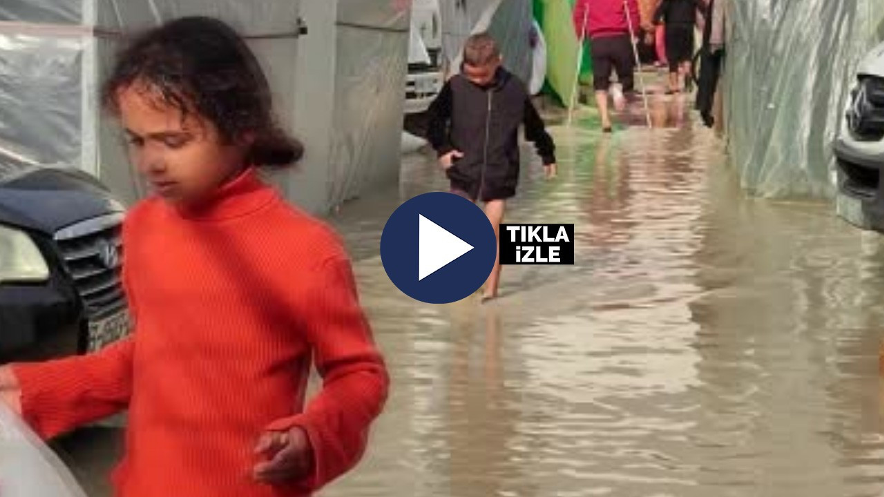 Gazze’deki çadırlar sular altında kaldı TIKLA İZLE