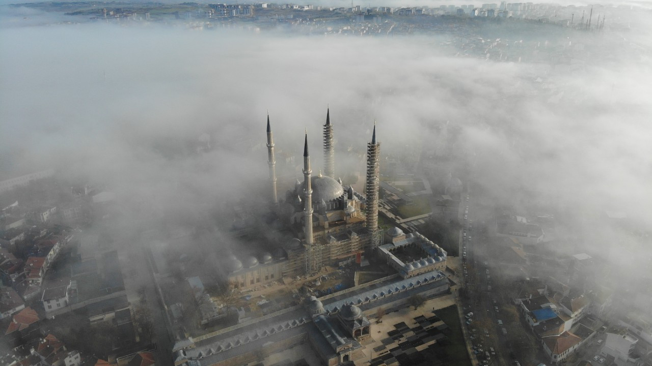 Siste gözden kaybolan Mimar Sinan'ın ustalık eseri Selimiye havadan görüntülendi