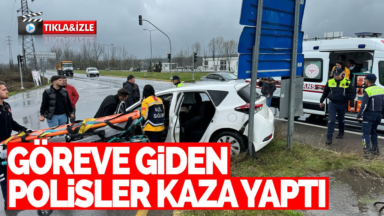 Göreve giden polisler kaza yaptı