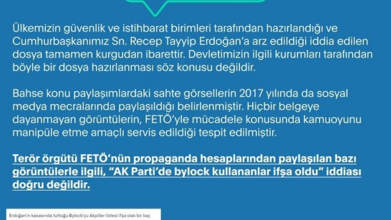 DMM: "‘AK Parti’de bylock kullananlar ifşa oldu’ iddiası doğru değildir”