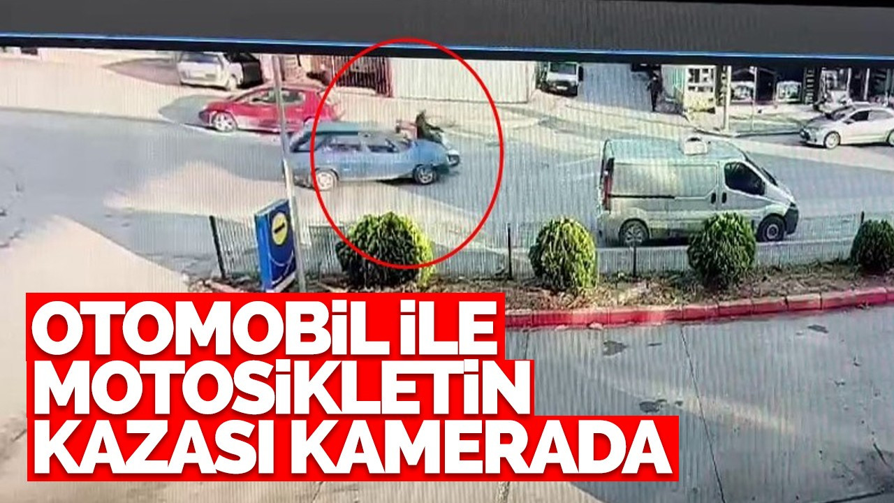 Otomobil ile motosikletin kazası kamerada: 1 yaralı