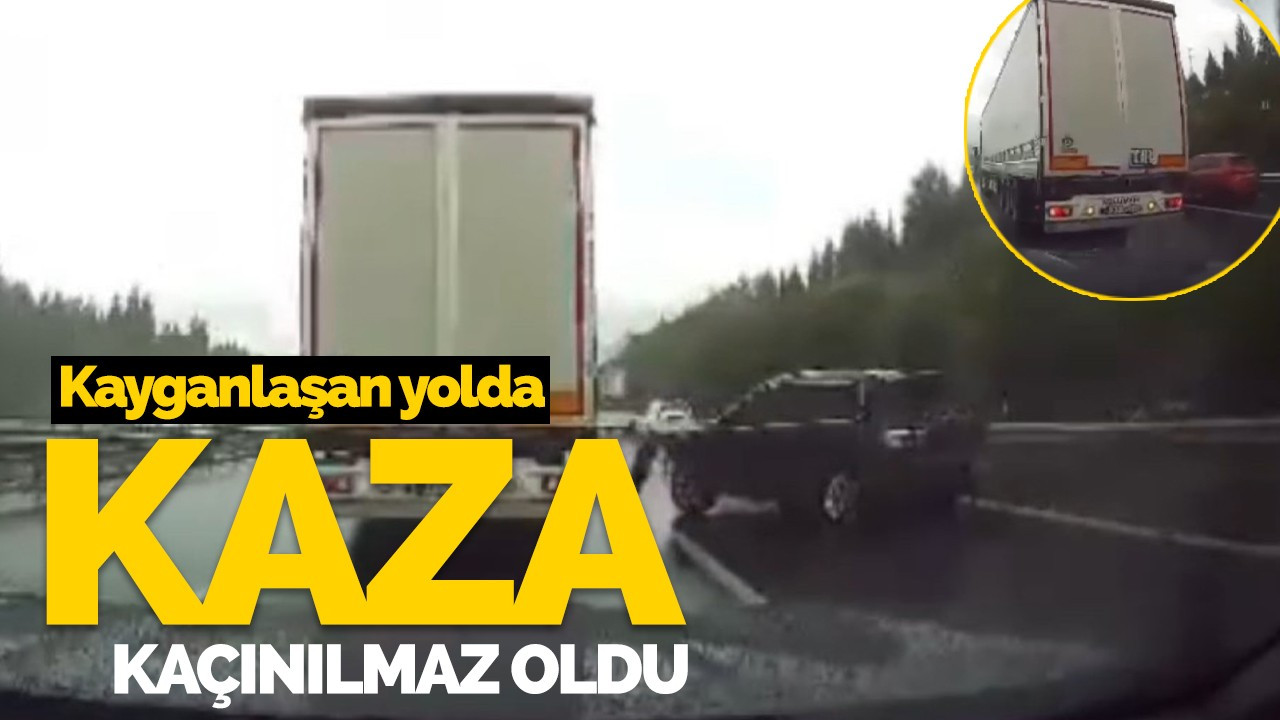 Kayganlaşan yolda kaza kaçınılmaz oldu!