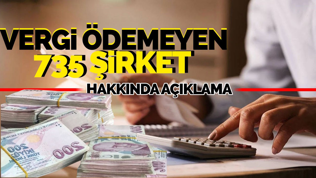 Vergi Ödemeyen 735 Şirket Hakkında Açıklama