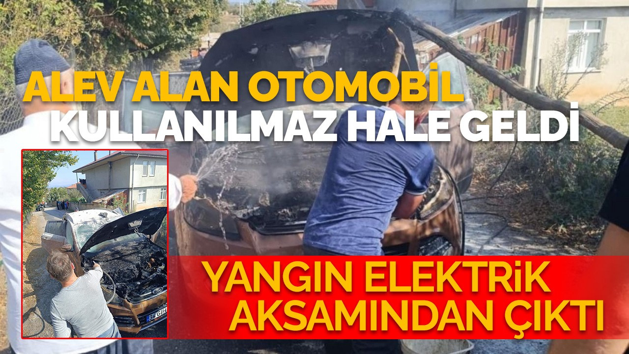 Sakarya’da alev alan otomobil kullanılamaz hale geldi