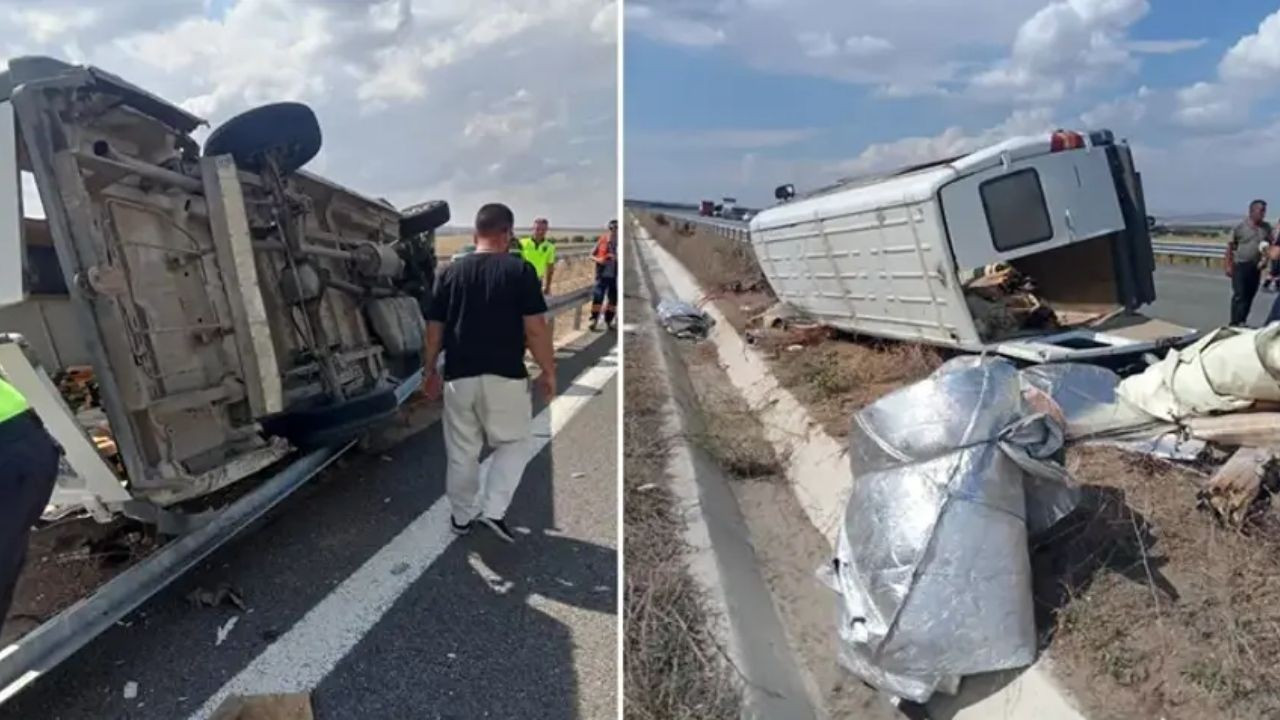 Aksaray'da Feci Kaza: Lastiği Patlayan Minibüs Bariyerlere Çarptı