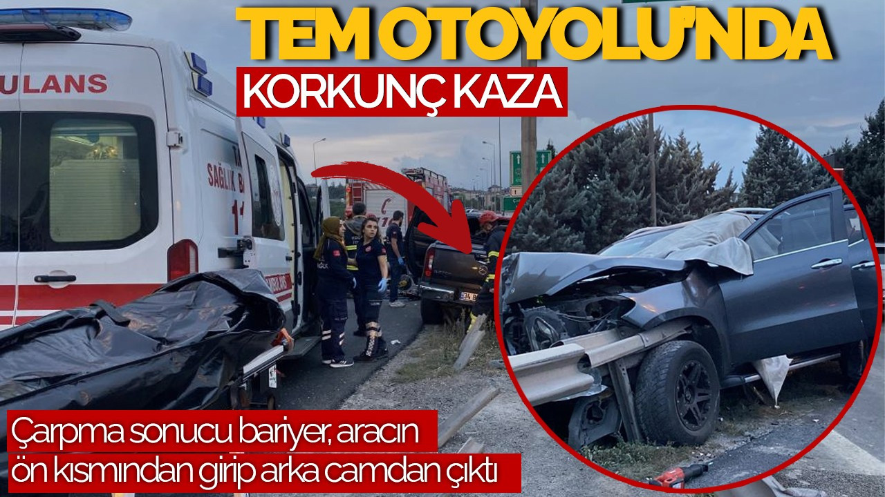 Kocaeli TEM Otoyolu’nda Feci Kaza: Araç Bariyere Saplandı