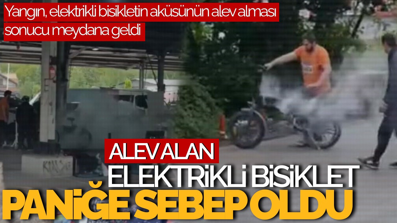 Pazar Yerinde Alev Alan Elektrikli Bisiklet Paniğe Sebep Oldu