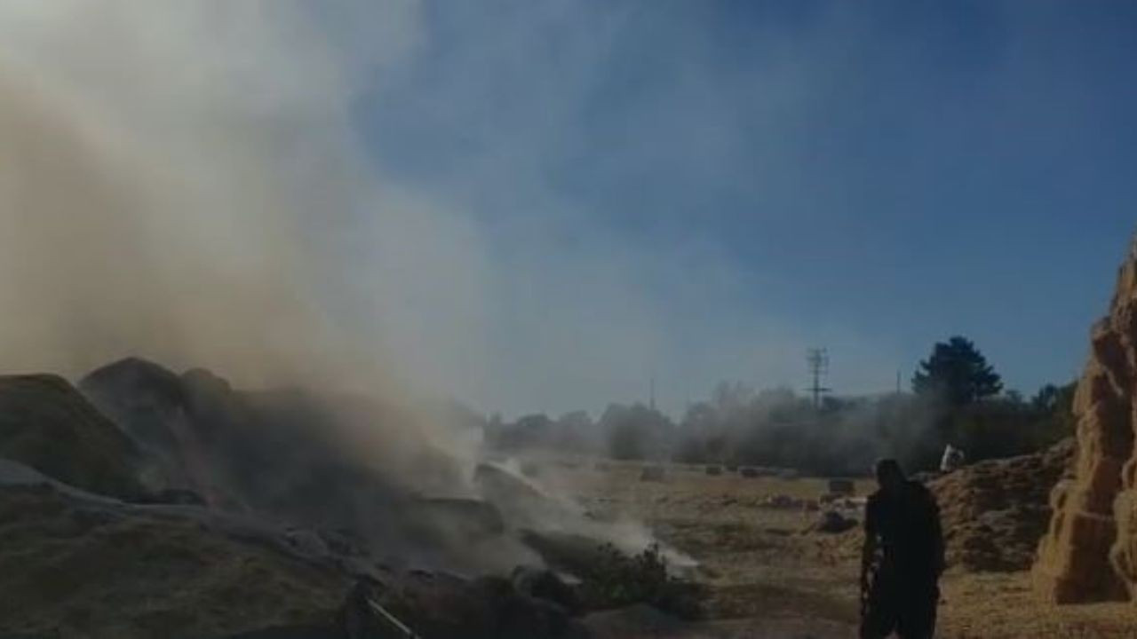 Elazığ'da Tonlarca Saman Balyası Yandı